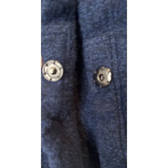 PURE JILL Women’s Blue Wool Blend Snap Front Coat Jacket Sz Petite Small - Picture 2 of 8